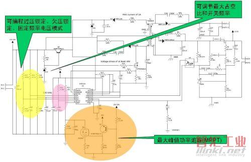 安森美半導體CS51221控制器的太陽能板充電控制應(yīng)用示意圖