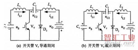 Cuk變換器連續(xù)工作模式等效電路圖