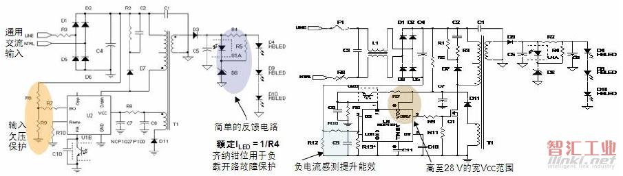 基于NCP1028和NCP1351的8-15/25 W AC-DC LED照明方案